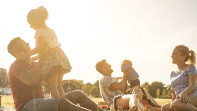 happy family at picnic
